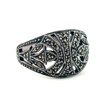 Size-10 Judith Jack .925 Sterling Silver Marcasite Dome Ring, 5.2g