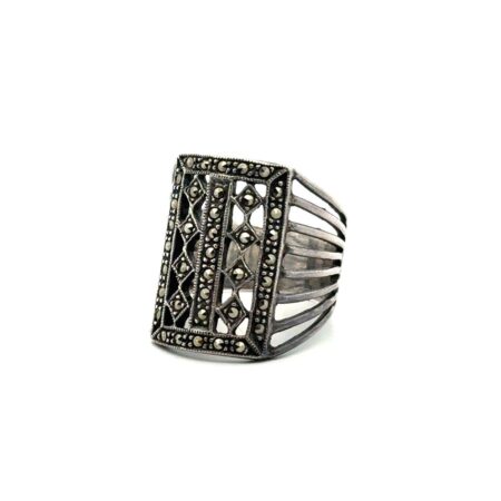 Size-11 .925 Sterling Silver & Marcssite Ring, 11.4g