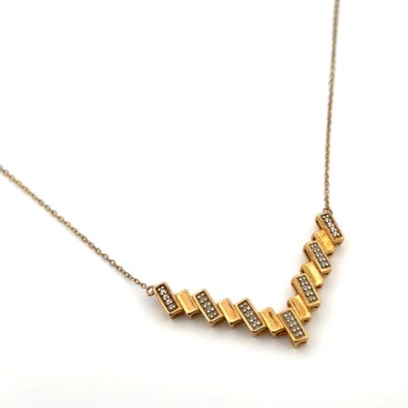 18” 925 Sterling Silver Gold Vermeil Diamond Pendant Necklace 3.5g