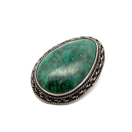Vintage .925 Sterling Silver Pear Shape Chrysocolla Stone Pendant, 18.1g