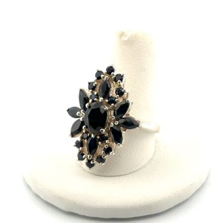 Size: 10 - 925 Sterling Silver Sapphire Cocktail Ring 7.4g