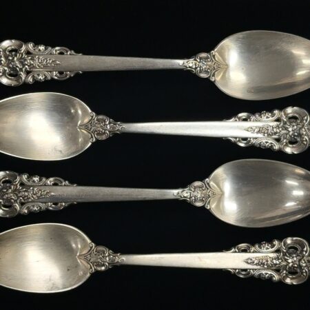 Wallace 925 Sterling Silver Grande Baroque 6.5” Teaspoons, Lot Of 4, 142.7g