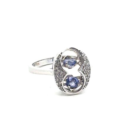 Size-7 925 Sterling Silver Silver Floating Lab Tanzanite Ring, 2.9g