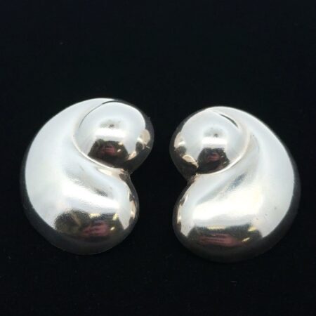 Taxco Mexico 925 Sterling Silver Clip-On Bean Earrings, 21.6g