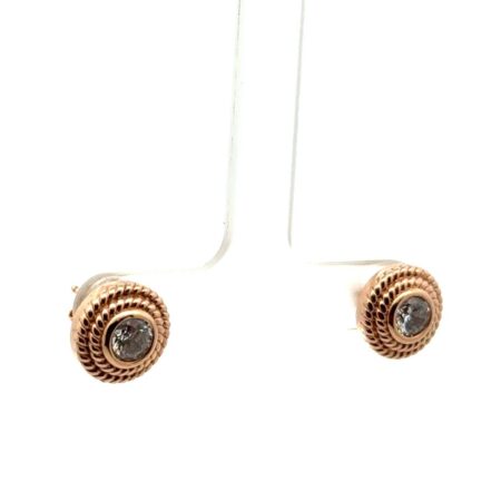 .925 Sterling Silver Rode Gold Vermeil CZ Center Stone, 4.1g
