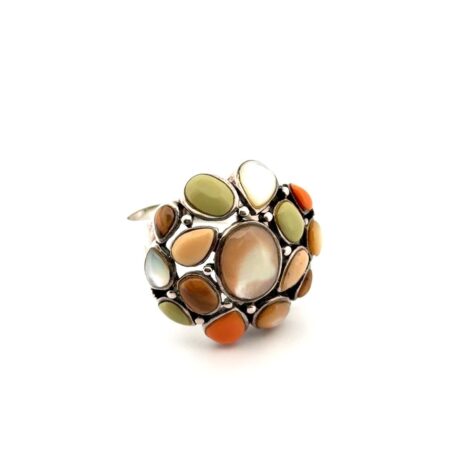 Size: 8 CFJ Thai 925 Sterling Silver Multi-Stone Cluster Ring 8.7g