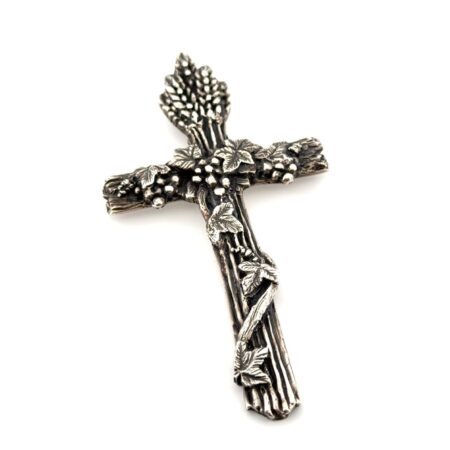 Retired James Avery 925 Sterling Silver Tuscany Wheat Grape Leaf Cross Pendant