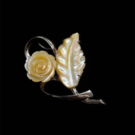 925 Sterling Silver Mother Of Pearl Floral Rose Pendant, 6.0g