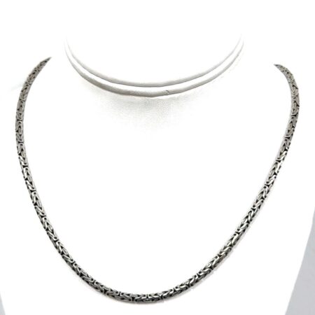 18”x3.3mm .925 Sterling Silver Byzantine Toggle Clasp Necklace, 27.2g