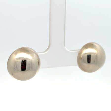 .925 Sterling Silver Round Button Stud Earrings 15.6mm, 3.2g