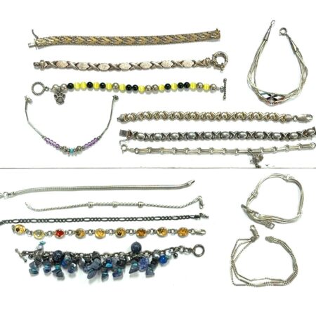 Lot of 15 - Sellable Assorted 925 Sterling Silver Bracelets 178.7g Total Weight