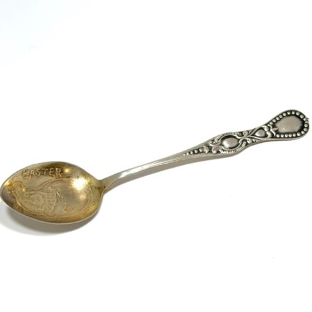 3.25” Easter Chick Demitasse Spoon 925 Sterling Silver Gold Wash 3.2g