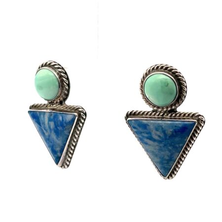 Carolyn Pollack .925 Sterling Silver Lapis & Turquoise Earrings 13.0g 23.1mm