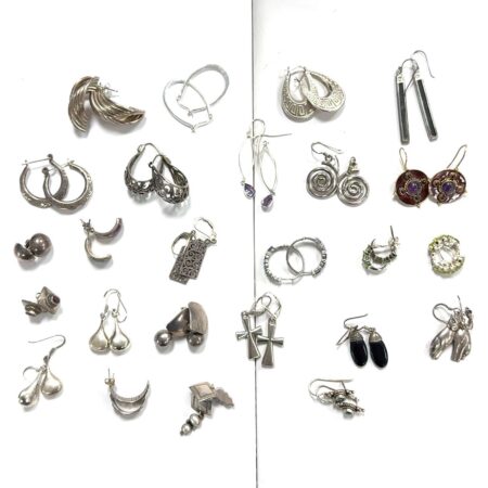 Lot of (25) - Assorted 925 Sterling Silver Matching Earring Pairs 117g