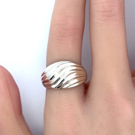 .925 Sterling Silver Swirl Dome Ring Size - 8, 5.1g