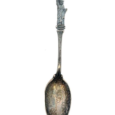 925 Sterling Silver Statue Of Liberty Manhattan History Souvenir Spoon, 12.0g