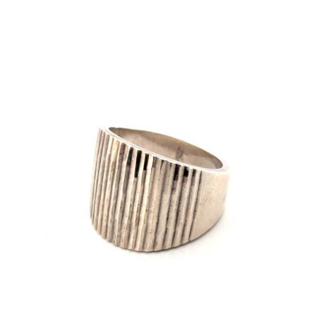 Size: 9 Vintage Mexico 925 Sterling Silver Diamond Cut Textured Ring 13.4g