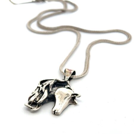 18” .925 Sterling Silver Horse Head Pendant Necklace, 12.1g