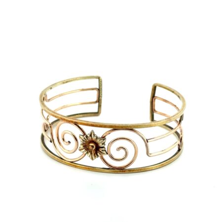 6.75” Vintage Krementz USA Gold Filled Two-Tone Wire Cuff Bracelet 11.6g