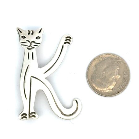 .925 Sterling Silver Handmade Cat Pin/Brooch Signed B. Gould 6.3g