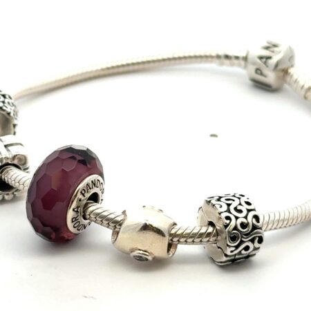 Pandora .925 Sterling Silver 5 Charm, “ALE” Stamped, 7.8” 31.6g