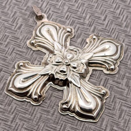 Reed & Barton Christmas Sterling Silver Cross Ornament, Orig. Box & Pouch, 18.2g
