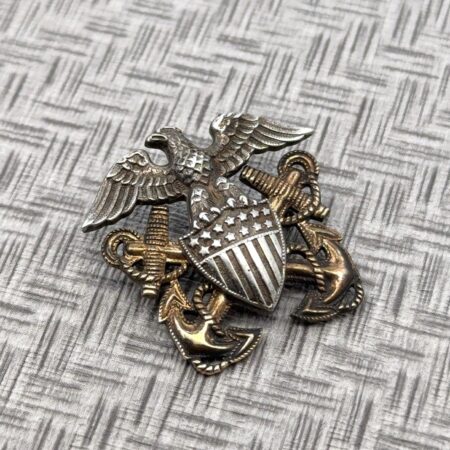 925 Sterling Silver & 10k Gold Filled Officer’s Cap Navy Pin, 5.5g