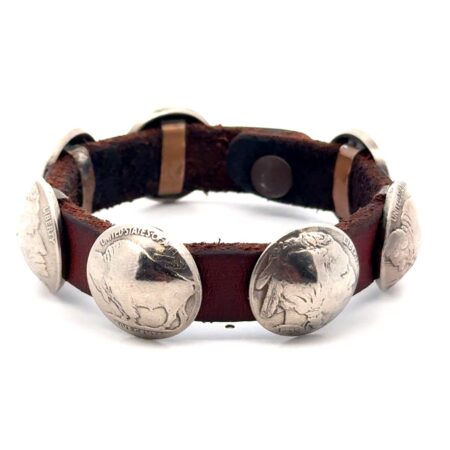 Artisan 7.25” Leather 7 Buffalo Nickel 12.5mm Thick Leather Bracelet