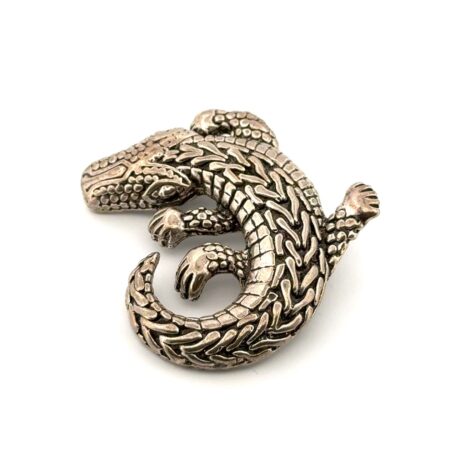 925 Sterling Silver 3D Textured Crocodile Pendant 15.8g