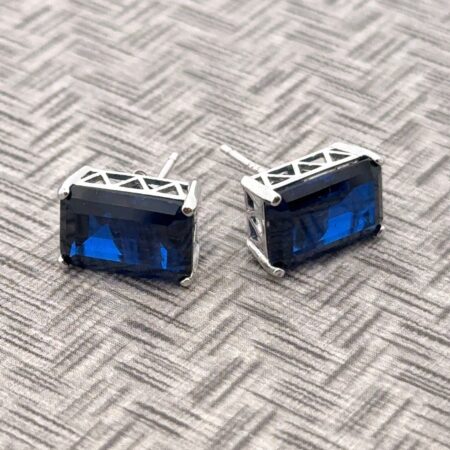 Bradford Exchange 925 Sterling Silver Blue Spinel Earring Studs, 3.4g
