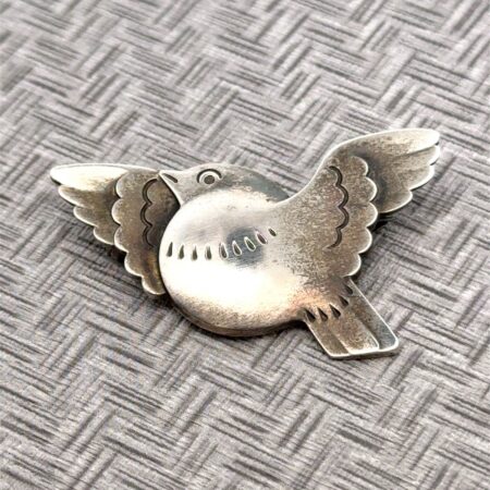 Georg Jensen Vintage Sterling Silver Flying Chubby Bird Pin, 11.0g