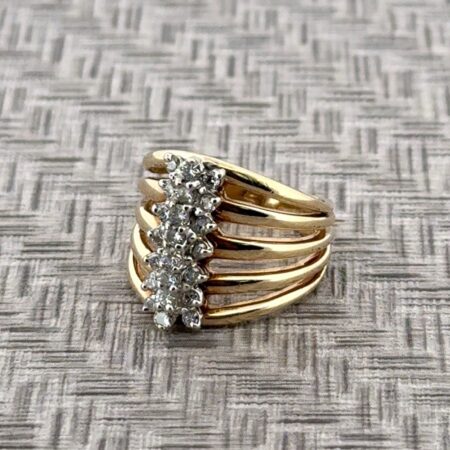 Size: 6.5 14k Yellow Gold 0.52tcw Diamond Cluster Row Ring 7g