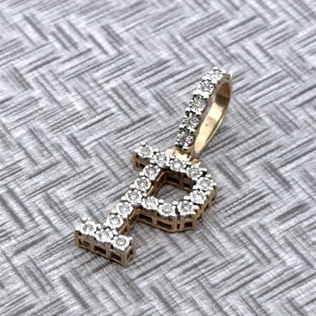 10k Yellow Gold Diamond Letter “P” Pendant, .18ctw, 2.85 Grams, Signed “SJD”