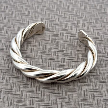 6.5” Solid Mexico 925 Sterling Silver Twisted Cable Cuff Bracelet 37g