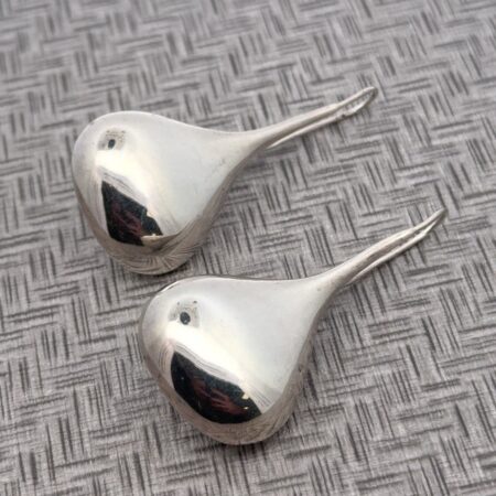 925 Sterling Silver Puffy Hook Dangle Earrings, 2”, 7.8 Grams