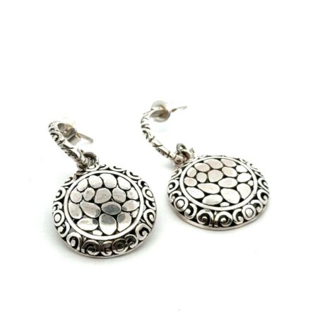 .925 Sterling Silver Medallion Filigree Drop Earrings, 7.2g