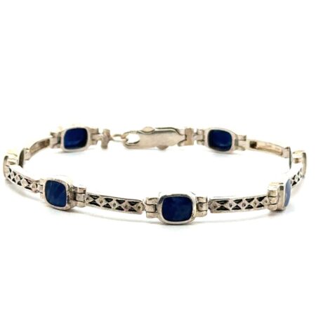 7.25” .925 Sterling Silver Lapis Lazuli Bracelet, 11.4g