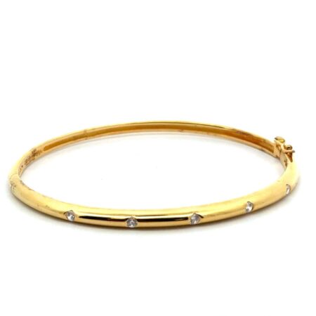 6.5” Ross Simon 925 Sterling Gold Vermeil CZ Hinged Bangle, 12.9g