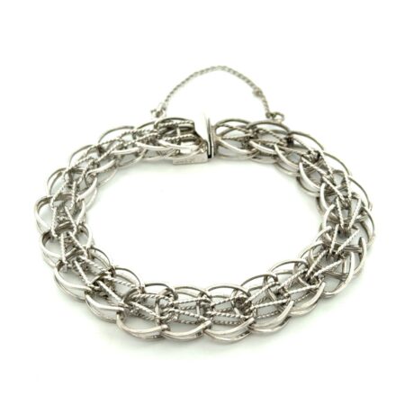 6.75” Vintage 925 Sterling Silver Open Weave Bracelet 17.3g