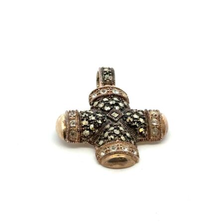 Vintage .925 Sterling Silver Marcasite Cross Pendant, 7.9g