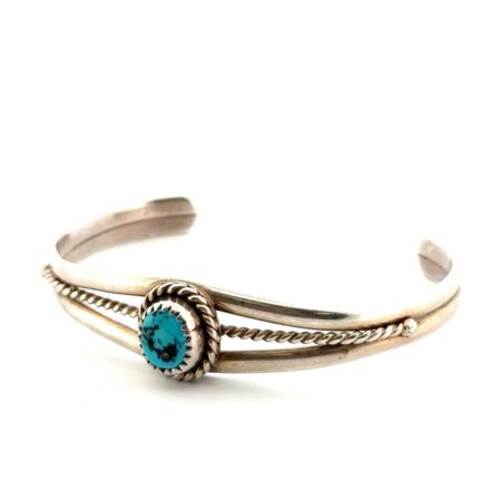 5.5” Native American 925 Sterling Silver Turquoise Cuff Bracelet 10.2g