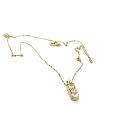 18” x 1mm .925 Gold Vermeil Cubic Zirconia Pendant Necklace, 3.0g