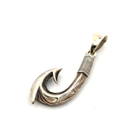 925 Sterling Silver Hawaiian Fish Hook Pendant 4.5g