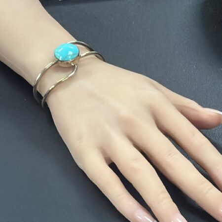Handcrafted Mexican Sterling Silver and Turquoise Cuff Bracelet - 6 Inch Wrist