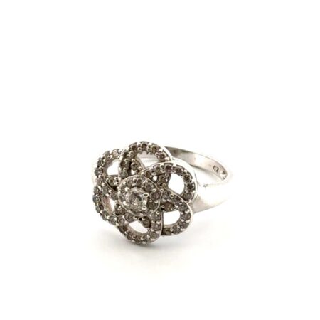 Size: 7 Cubic Zirconia Cluster 925 Sterling Silver Ring 3.7g
