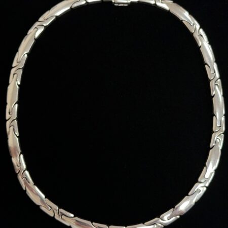 16” Taxco Mexico .925 Sterling Silver Bar Link Collar Necklace, 94.75g