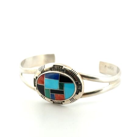 6.75” Carolyn Pollack Relios 925 Sterling Silver Multi-Stone Cuff Bracelet 23.3g