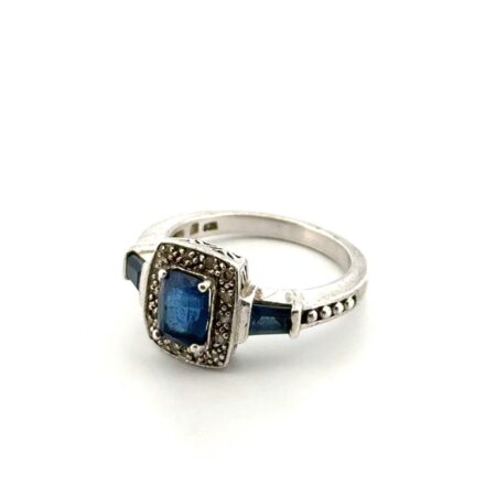 Size: 7.25 Blue & White CZ 925 Sterling Silver Ring 4.4g