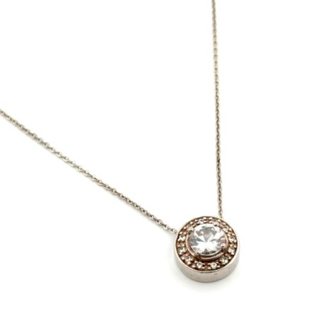 18” 925 Sterling Silver White Topaz Pendant Cable Chain Necklace 3.9g