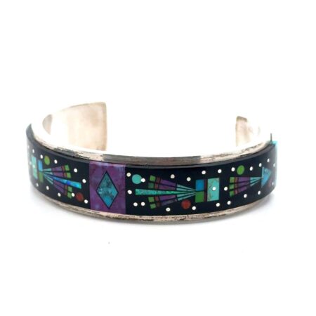Shube’s Manuf. Inc. 925 Sterling Silver Micro Inlay Cuff Bracelet, 7.5”, 55.3g